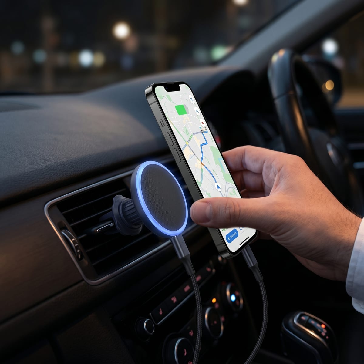 Cargador Inalámbrico Magnético para Auto Moreka ZJ-020 15W Soporte Ventilación Carga Rápida2