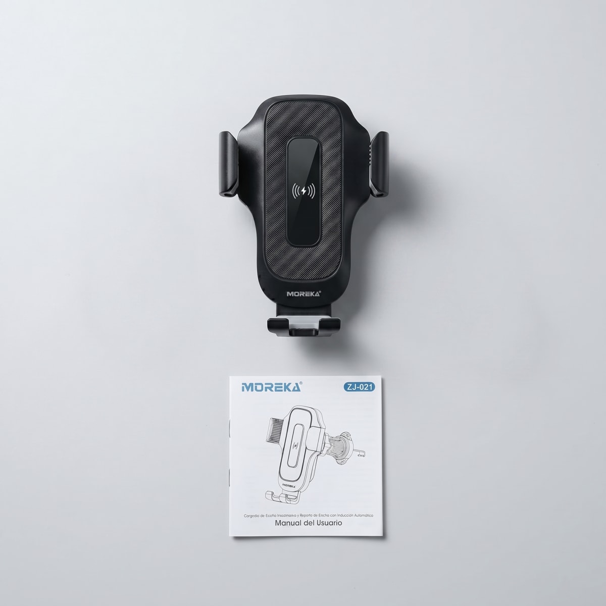 Soporte de Coche con Carga Inalámbrica Rápida Moreka ZJ-021 15W Sujeción Automática Inteligente y Clip para Rejilla de Ventilación2