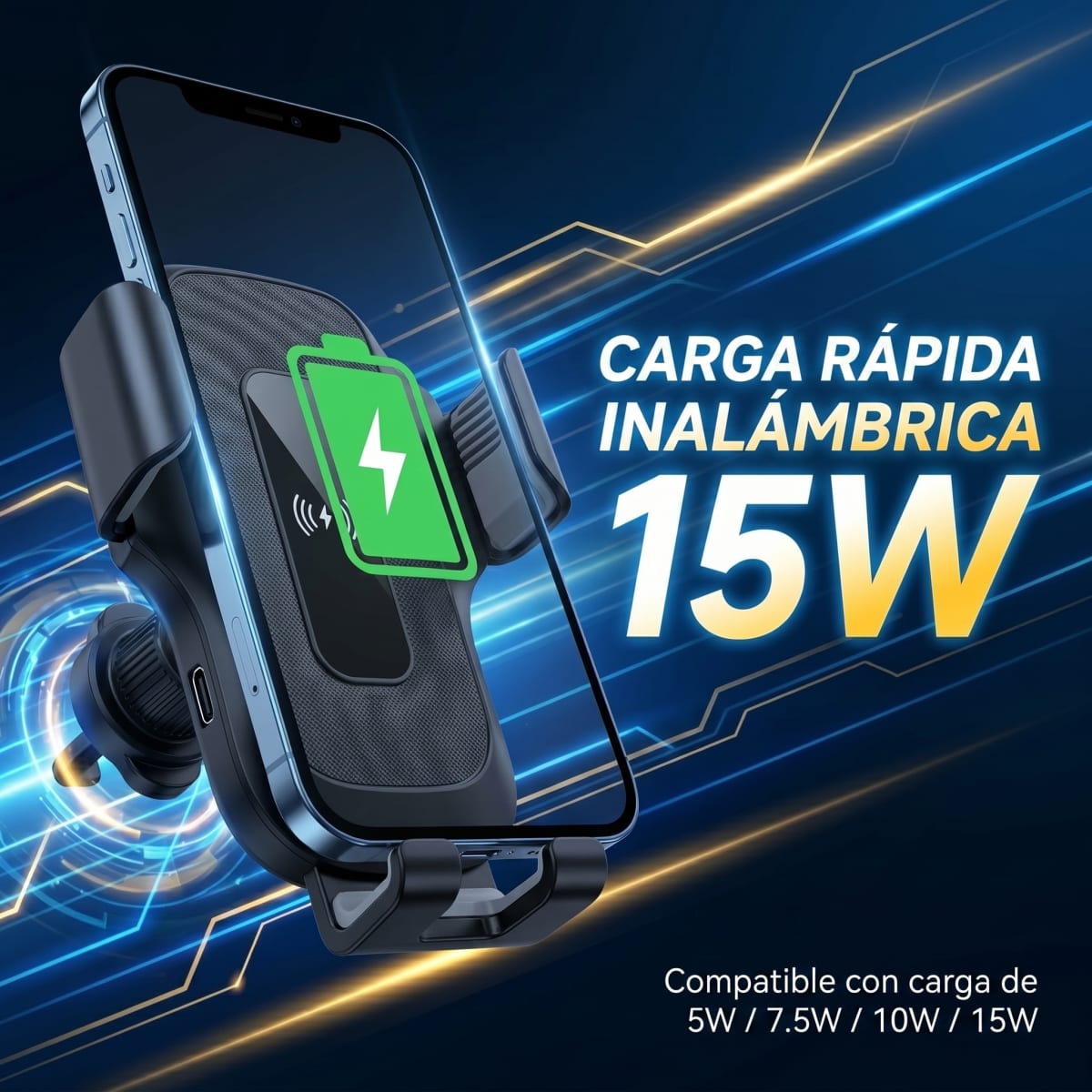 Soporte de Coche con Carga Inalámbrica Rápida Moreka ZJ-021 15W Sujeción Automática Inteligente y Clip para Rejilla de Ventilación6