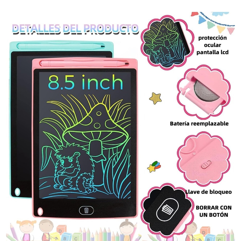 Pizarras Mágicas Lcd Para Niños De 8.5 Pulgadas Tableta ZP 034