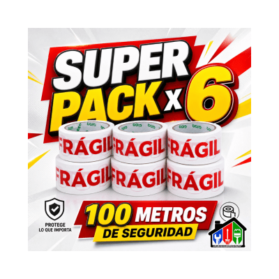 CINTA DE EMBALAJE FRAGIL 100MT X 4.5CM PACK 6 UNIDADES1