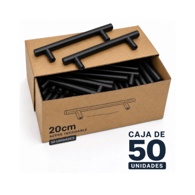 TIRADOR TUBULAR METALICO NEGRO 20CM  CAJA 50 UNID1