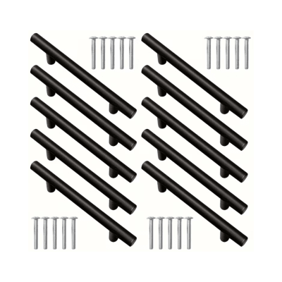 TIRADOR TUBULAR METALICO NEGRO 20CM PACK DE 10 UNIDADES1