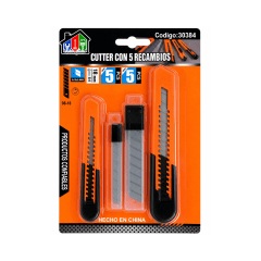 CORTA CARTON-CUTTER JUEGO CON 5 RECAMBIOS DE 9MM Y 18MM