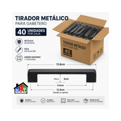 TIRADORES METÁLICOS NEGRO MATE DE 5 PULG. CAJA 40 UNIDADES