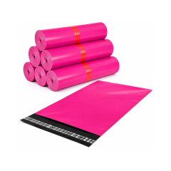 BOLSAS COURIER AUTOADHESIVAS FUCSIA 25X35 DE 100 UNIDADES