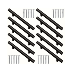TIRADOR TUBULAR METALICO NEGRO 20CM PACK DE 10 UNIDADES