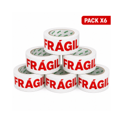 CINTA FRAGIL DE EMBALAJE 200MT X 4.8CM PACK DE 6 UNIDADES