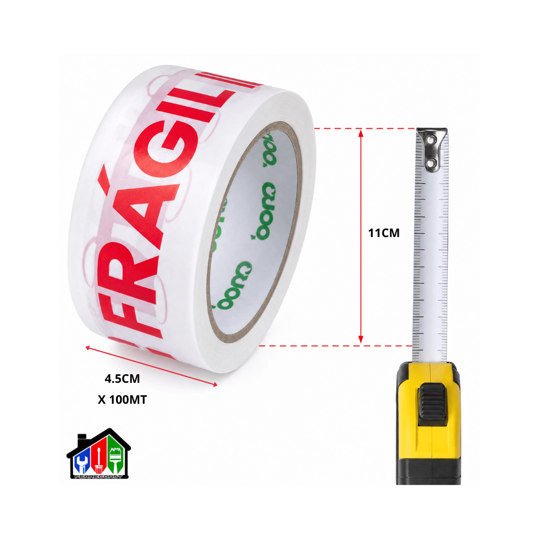 CINTA DE EMBALAJE FRAGIL 100MT X 4.5CM PACK DE 3 UNIDADES3