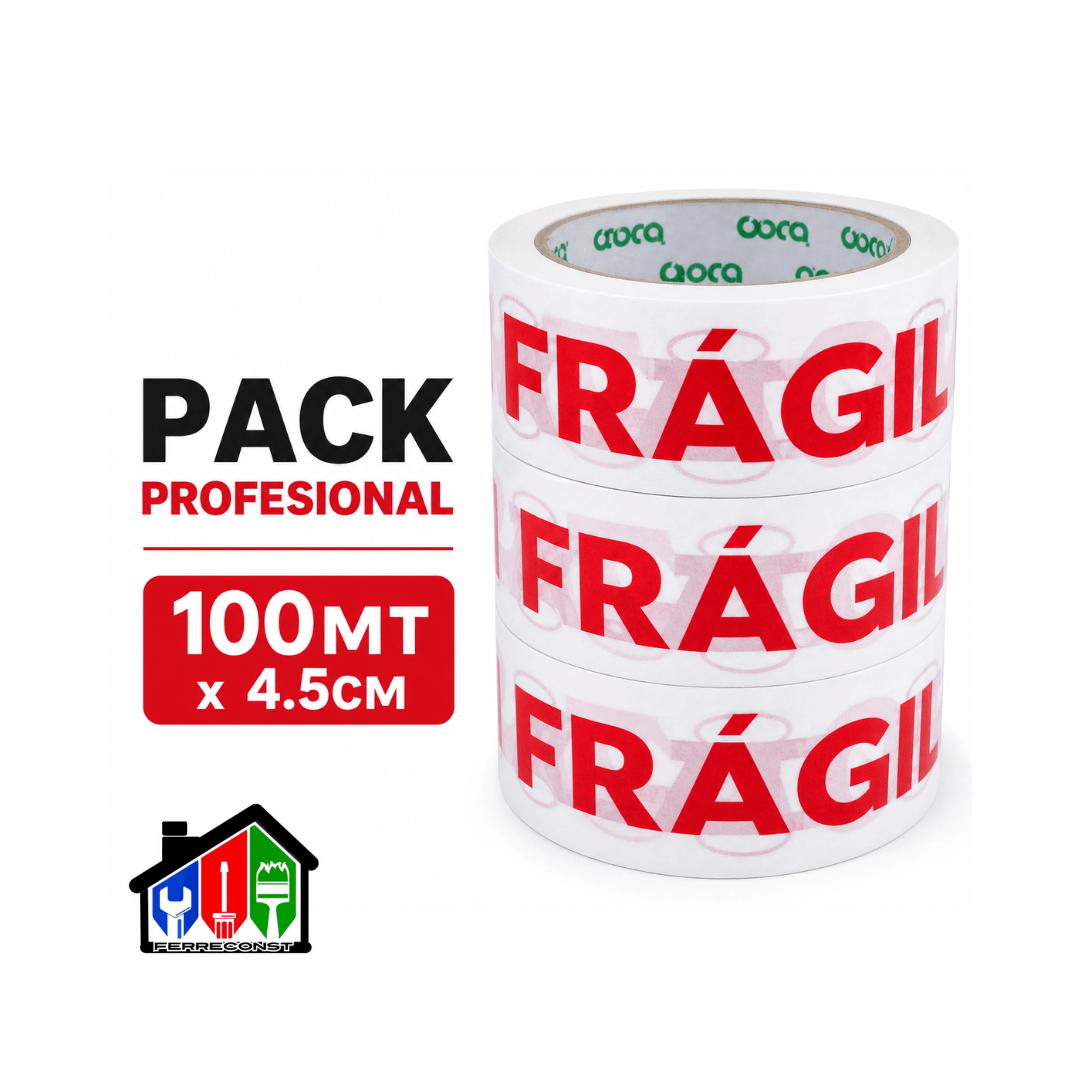 CINTA DE EMBALAJE FRAGIL 100MT X 4.5CM PACK DE 3 UNIDADES2
