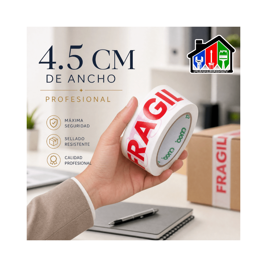 CINTA DE EMBALAJE FRAGIL 100MT X 4.5CM PACK DE 3 UNIDADES4
