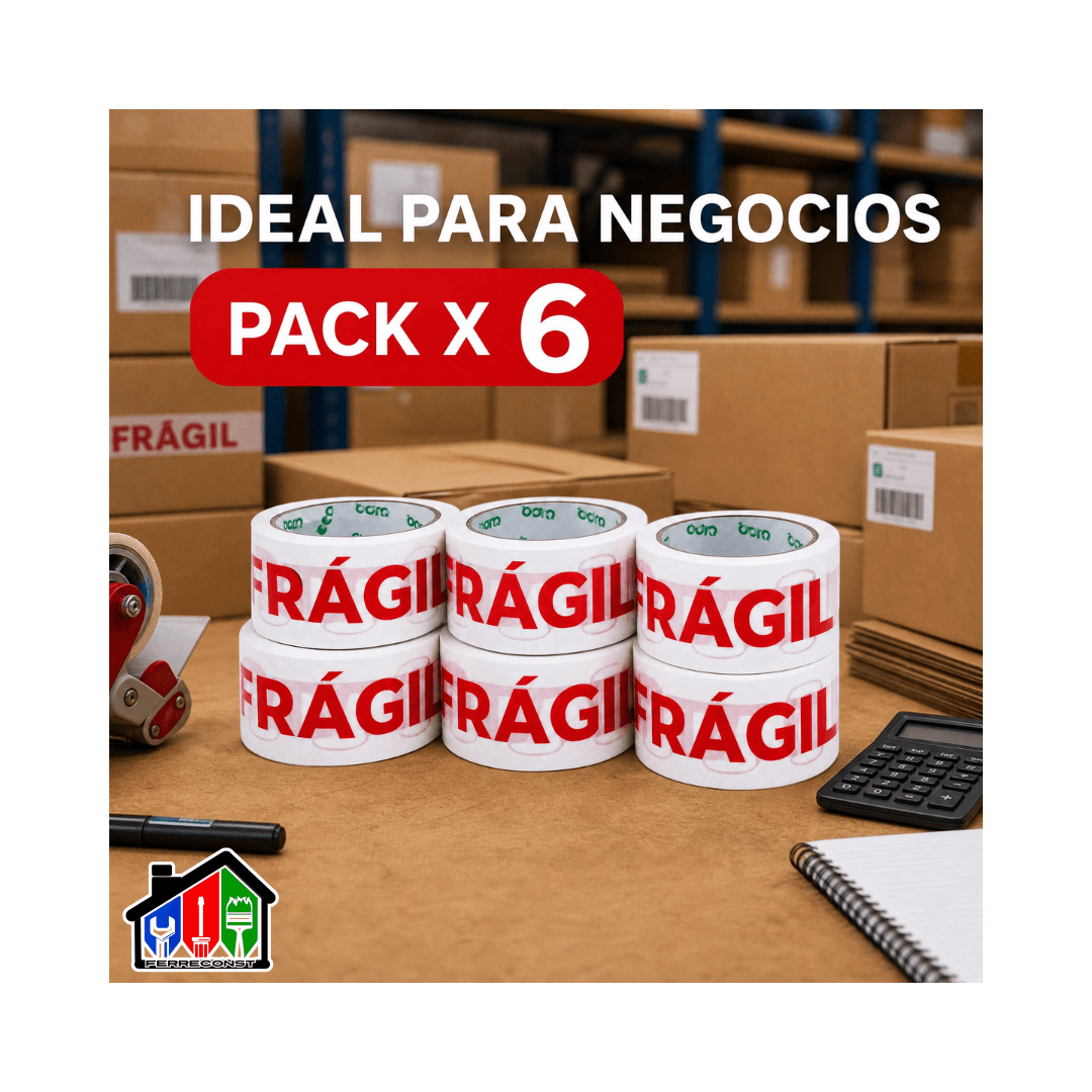 CINTA DE EMBALAJE FRAGIL 100MT X 4.5CM PACK 6 UNIDADES5
