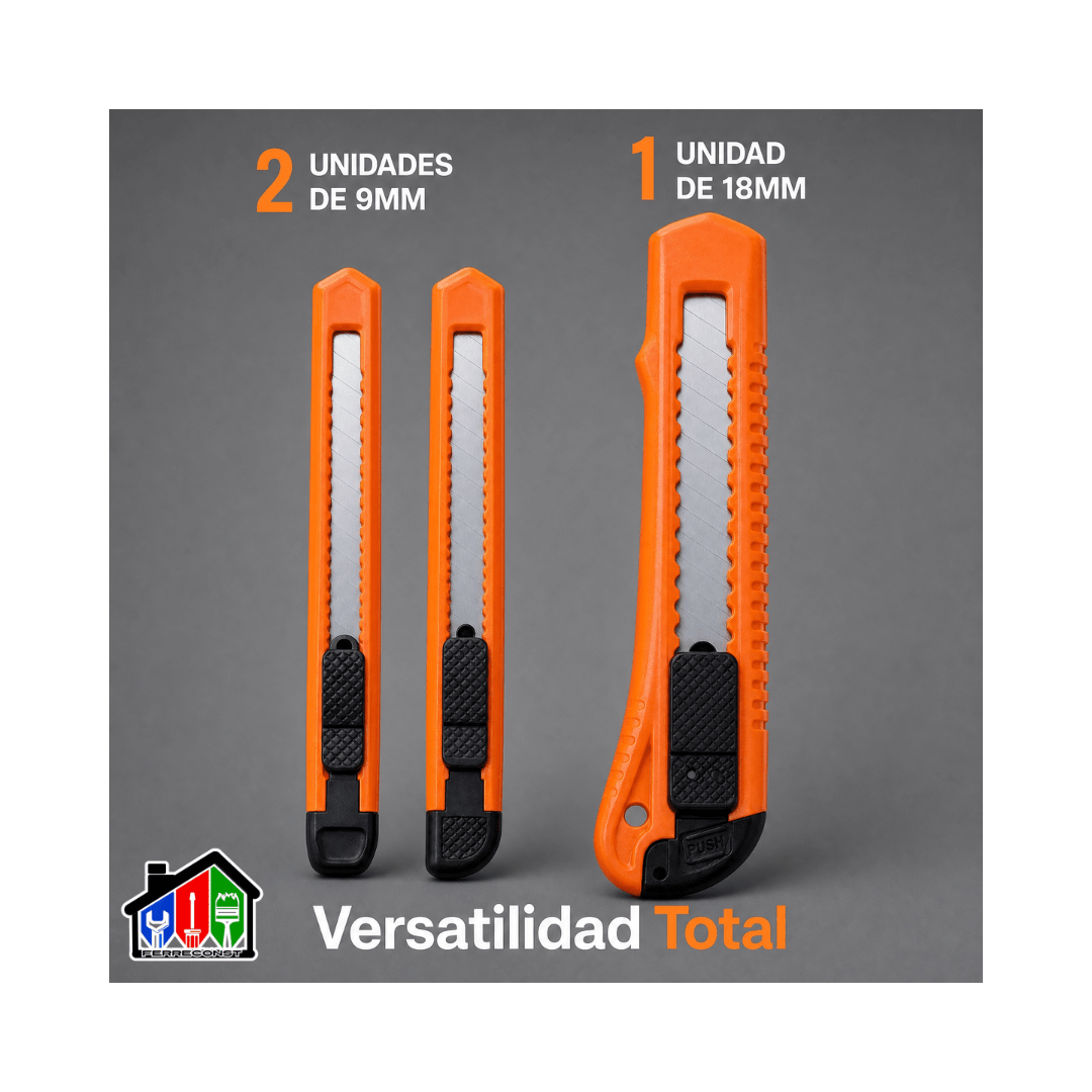 CORTA CARTON-CUTTER 9MM Y 18MM JUEGO DE 3 PCS3