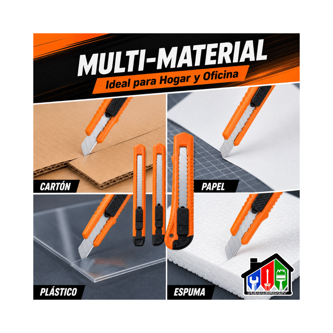 CORTA CARTON-CUTTER 9MM Y 18MM JUEGO DE 3 PCS9