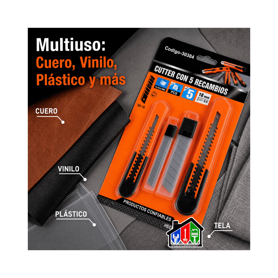 CORTA CARTON-CUTTER JUEGO CON 5 RECAMBIOS DE 9MM Y 18MM4