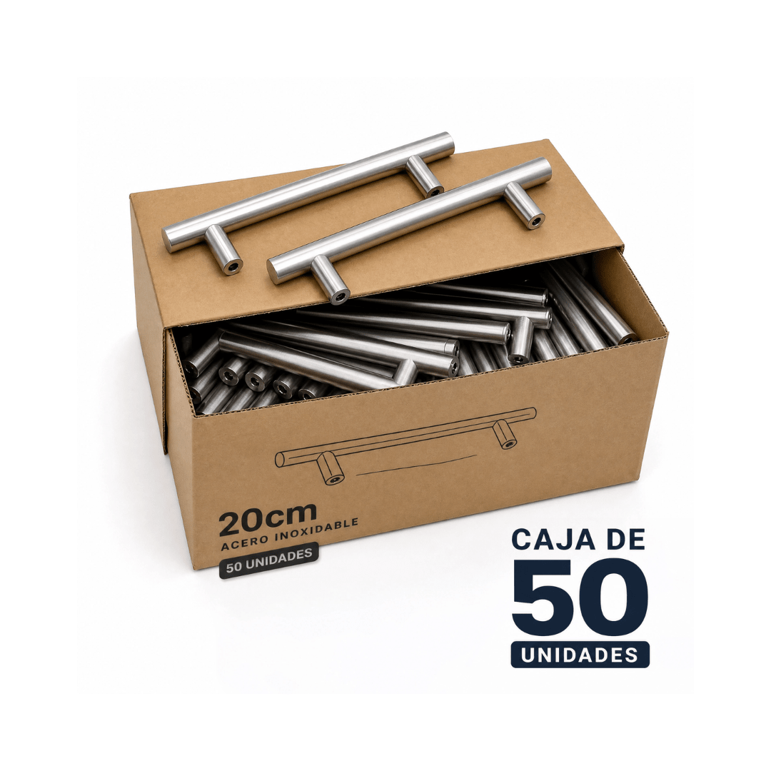TIRADOR INOXIDABLE TUBULAR DE 20CM CAJA DE 50 UNIDADES 0