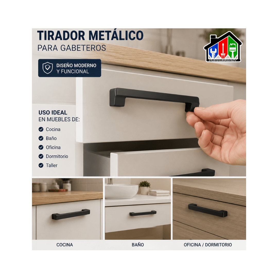 TIRADORES METÁLICOS NEGRO MATE DE 5 PULG. CAJA 40 UNIDADES6