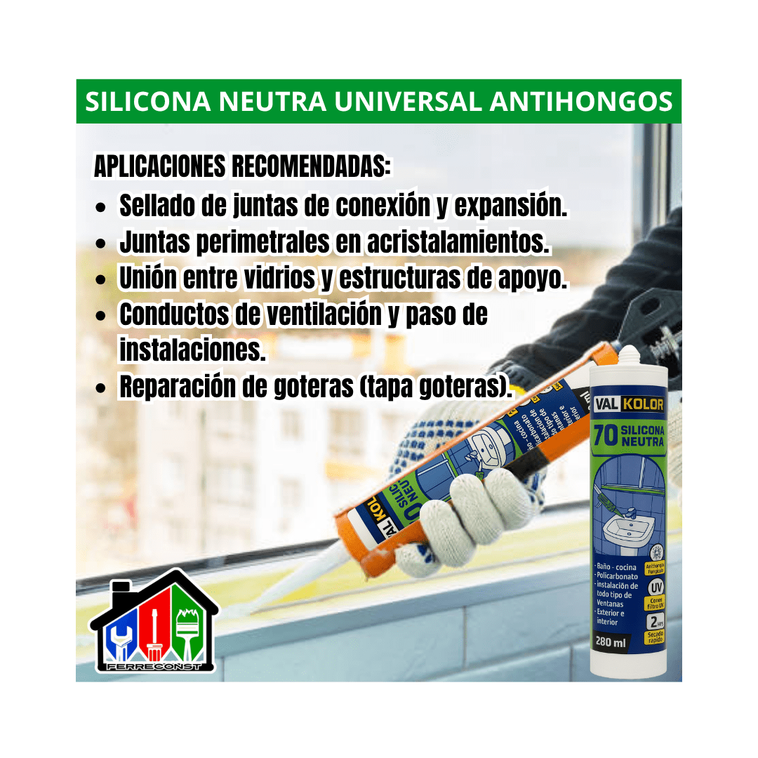 SILICONA NEUTRA UNIVERSAL ANTIHONGOS BLANCO 280ML VALKOLOR3