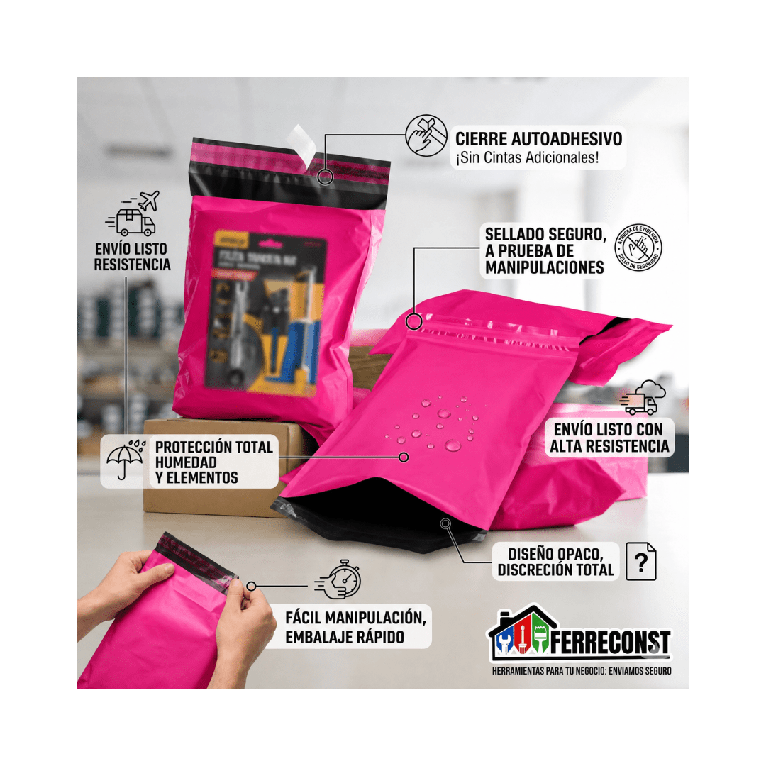 BOLSAS COURIER AUTOADHESIVAS FUCSIA 17X30 100 UNIDADES2