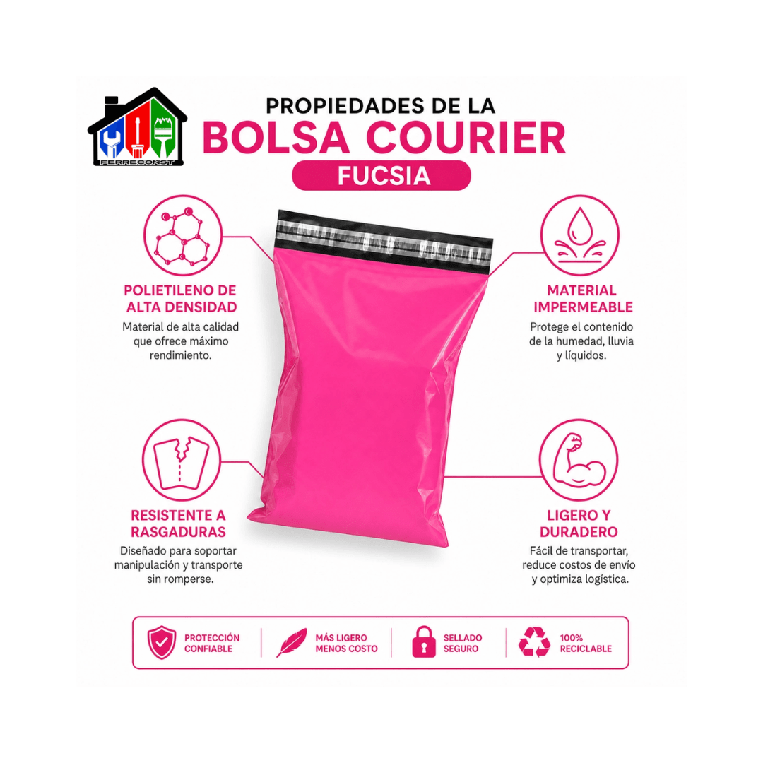 BOLSAS COURIER AUTOADHESIVAS FUCSIA 50X70 DE 100 UNIDADES4