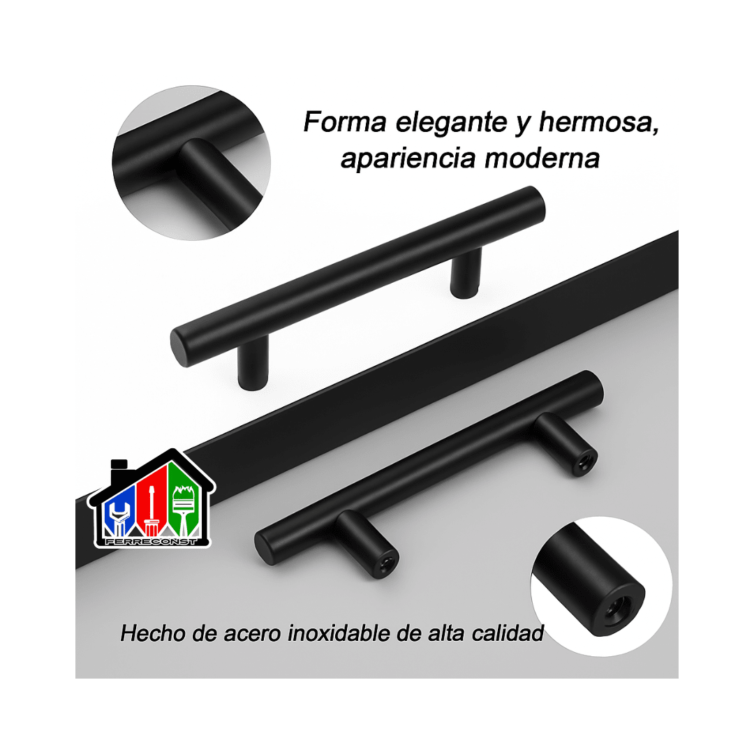 TIRADOR TUBULAR METALICO NEGRO 20CM  CAJA 50 UNID5