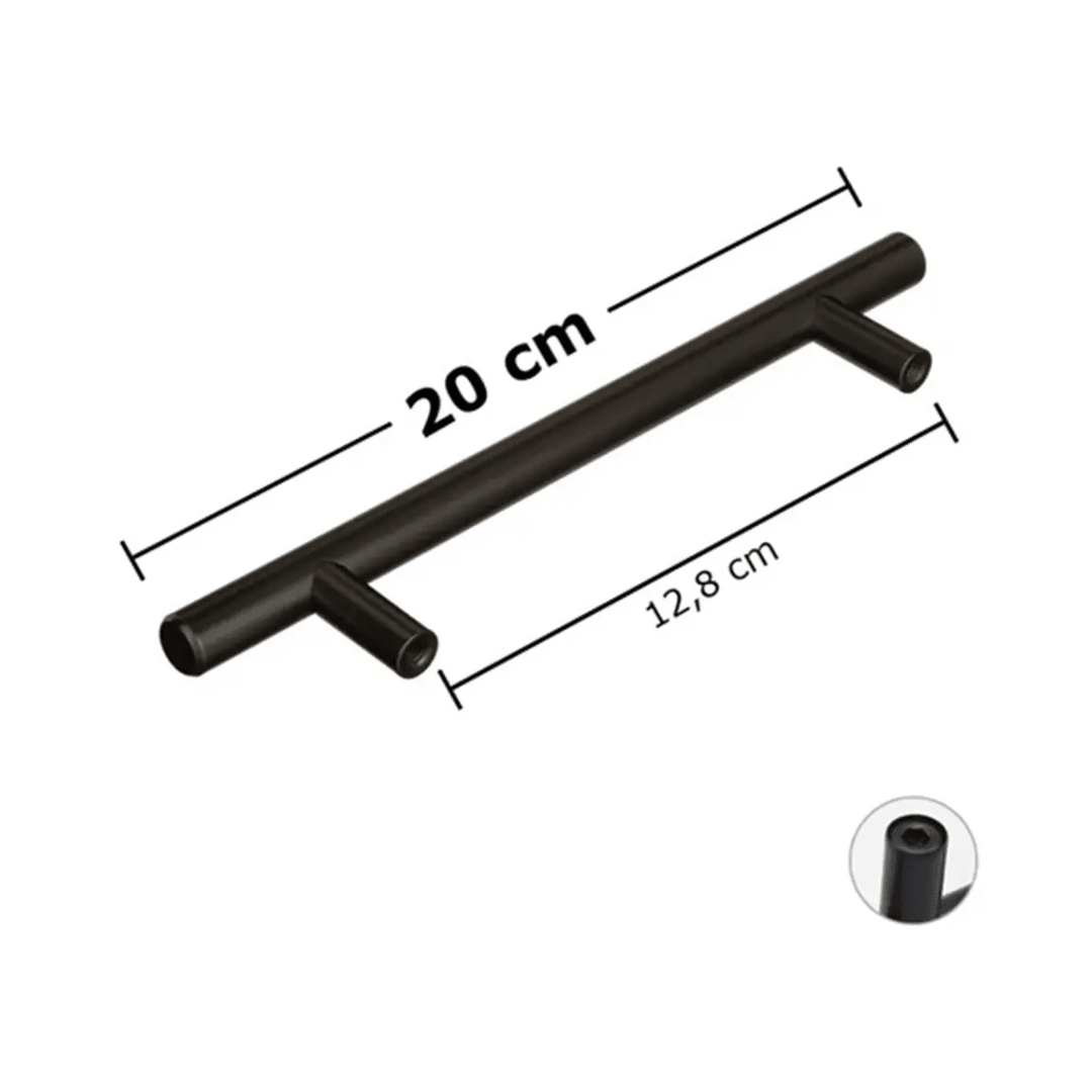 TIRADOR TUBULAR METALICO NEGRO 20CM PACK DE 10 UNIDADES2