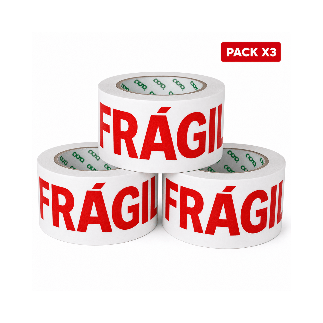 CINTA FRAGIL DE EMBALAJE 200MT X4.8 PACK DE 3 UNIDADES 0