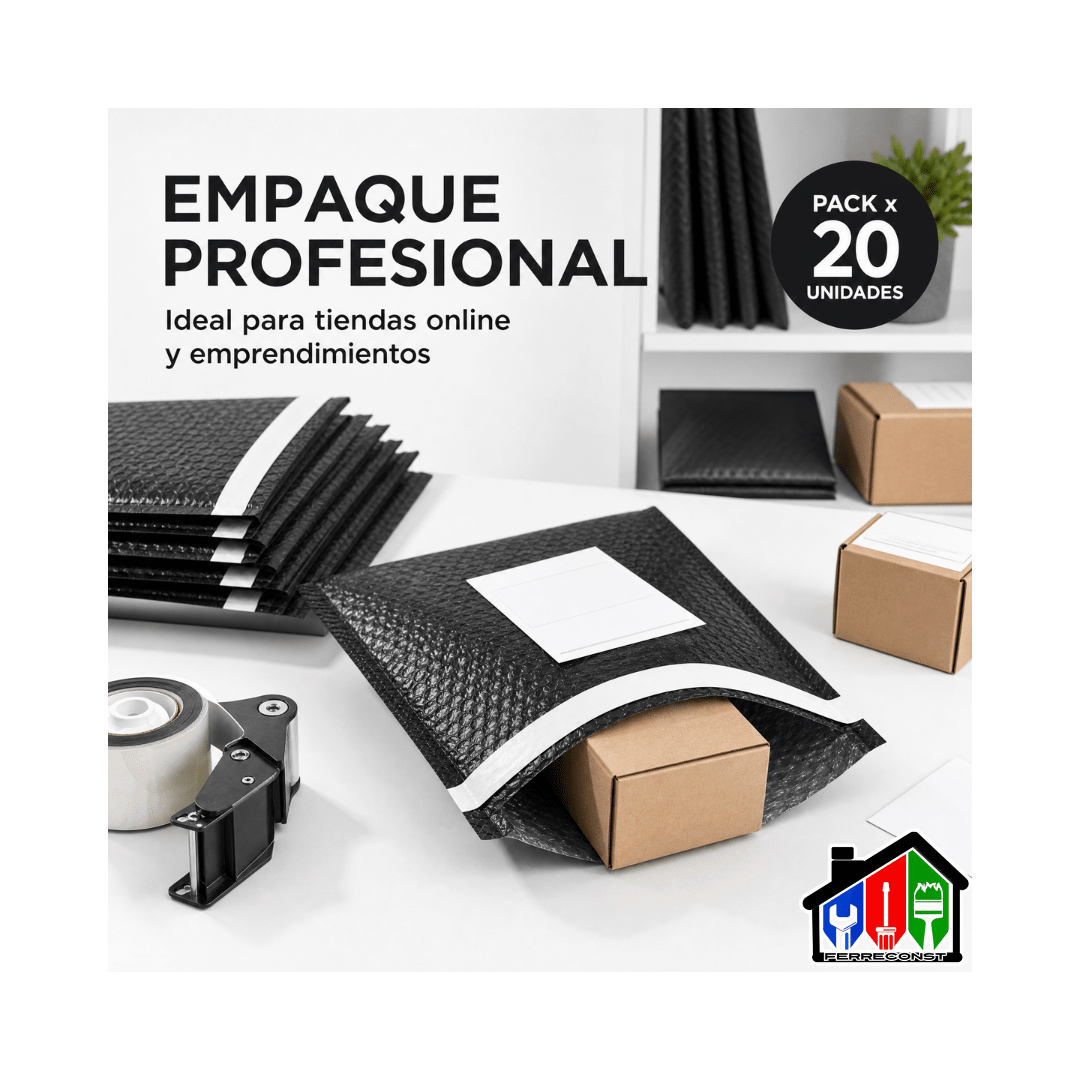 BOLSAS COURIER NEGRAS C/PLASTICO BURBUJA 30X35CM PACK 20 UD9