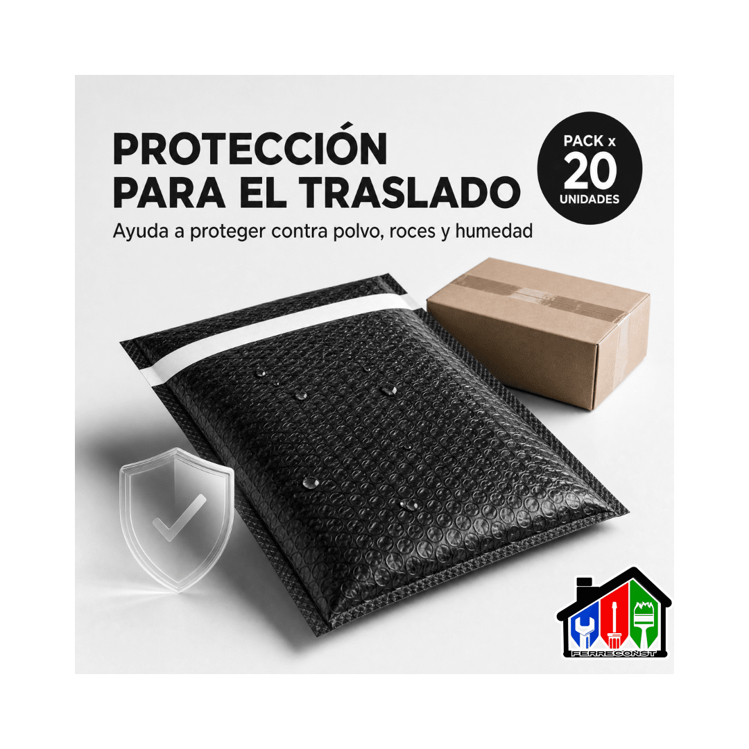 BOLSAS COURIER NEGRAS C/PLASTICO BURBUJA 20X25CM PACK 20 UD10