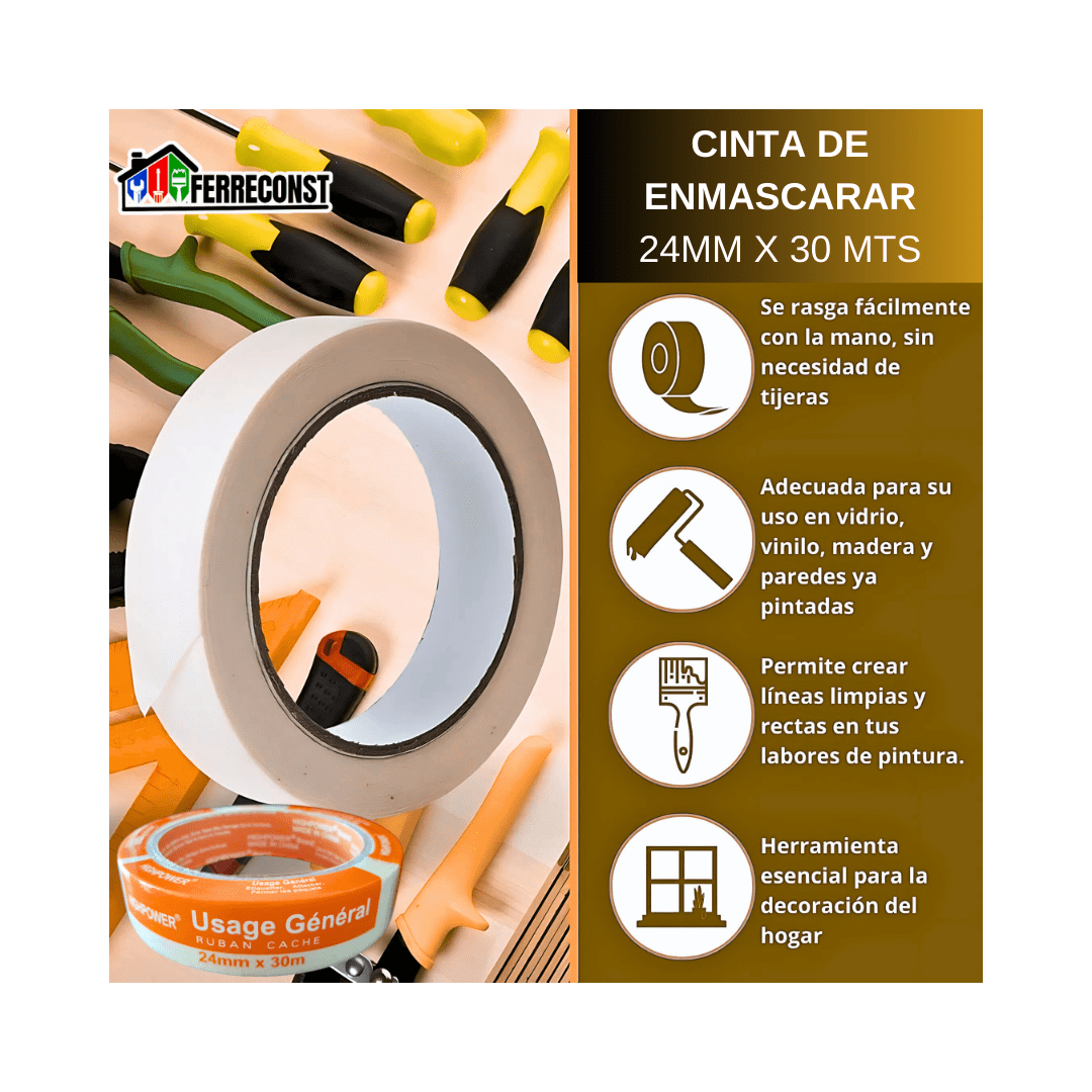CINTA MASKING TAPE DE  24MMX30MT CINTA DE ENMASCARAR2