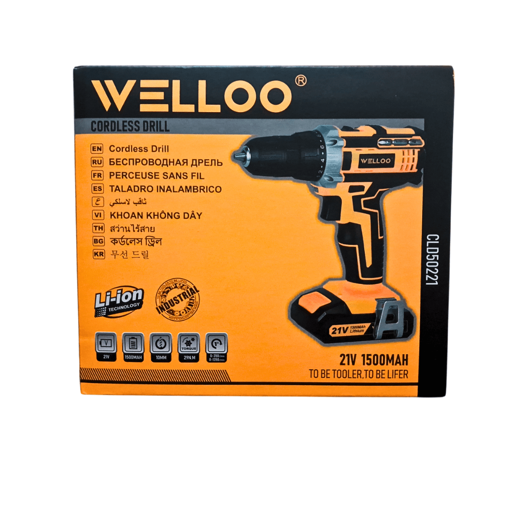 TALADRO INALAMBRICO 21V + 2 BATERIAS WELLOO6