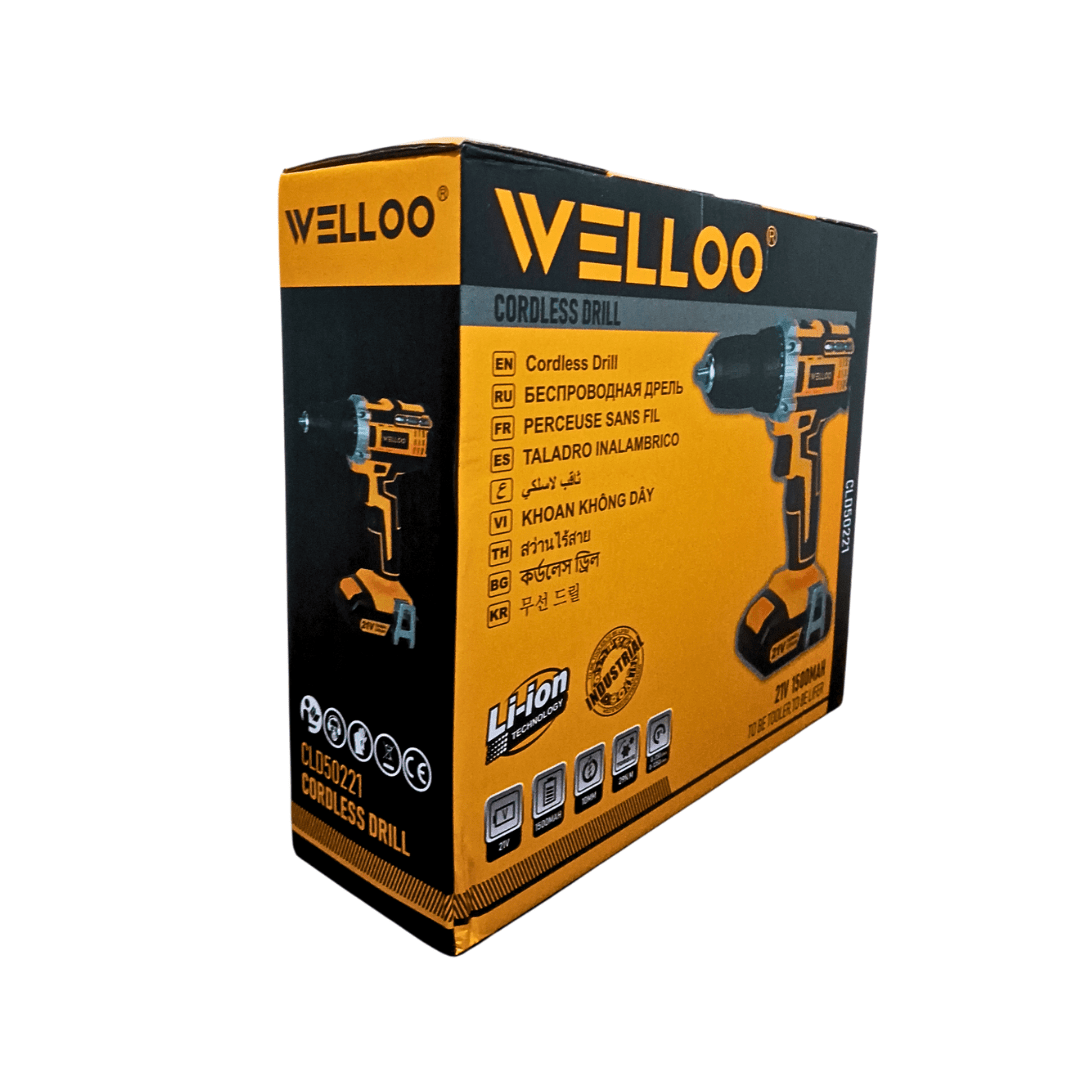 TALADRO INALAMBRICO 21V + 2 BATERIAS WELLOO7