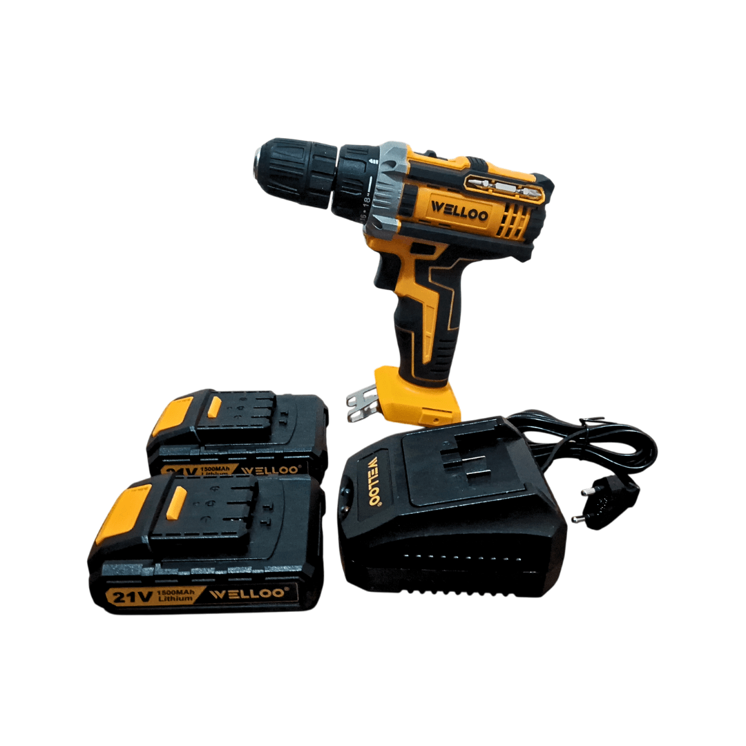 TALADRO INALAMBRICO 21V + 2 BATERIAS WELLOO3