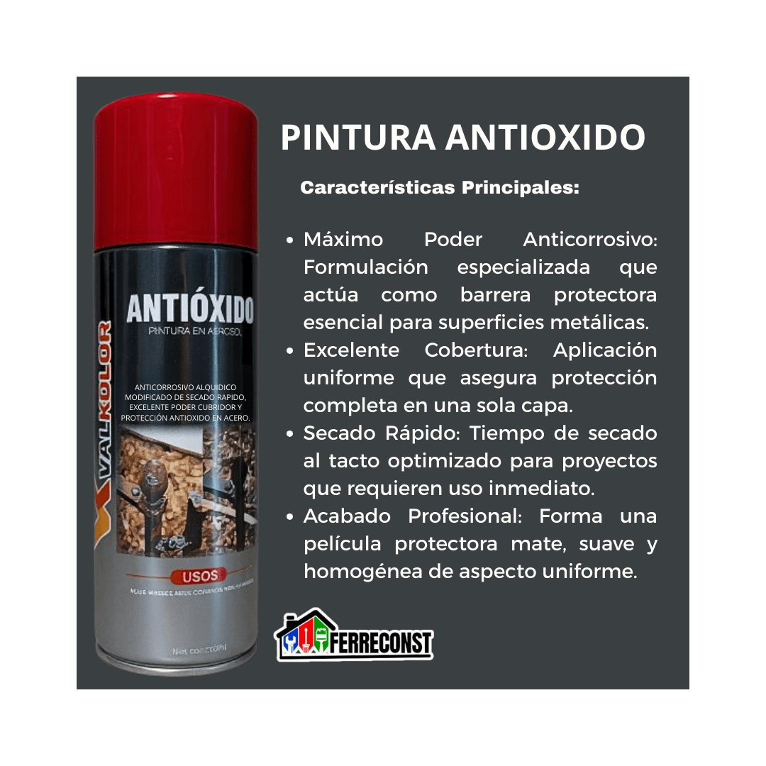 PINTURA ANTIOXIDO ROJO PARA METAL 400ML2