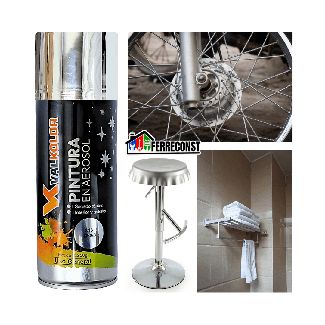 PINTURA METALIZADA CROMADO USO GENERAL 400ML VALKOLOR4