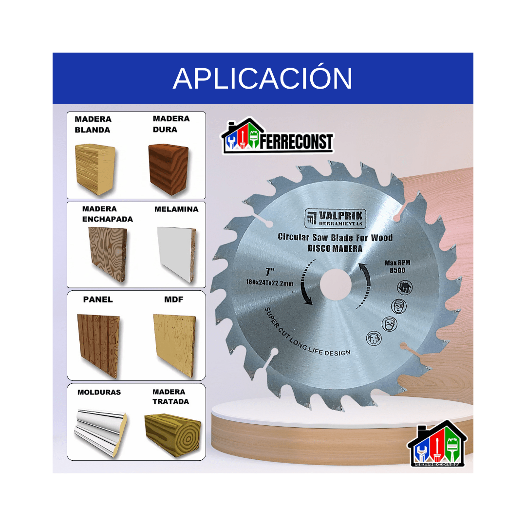 DISCO DE SIERRA CIRCULAR PARA MADERA 7 1/4 180MM 24DT2