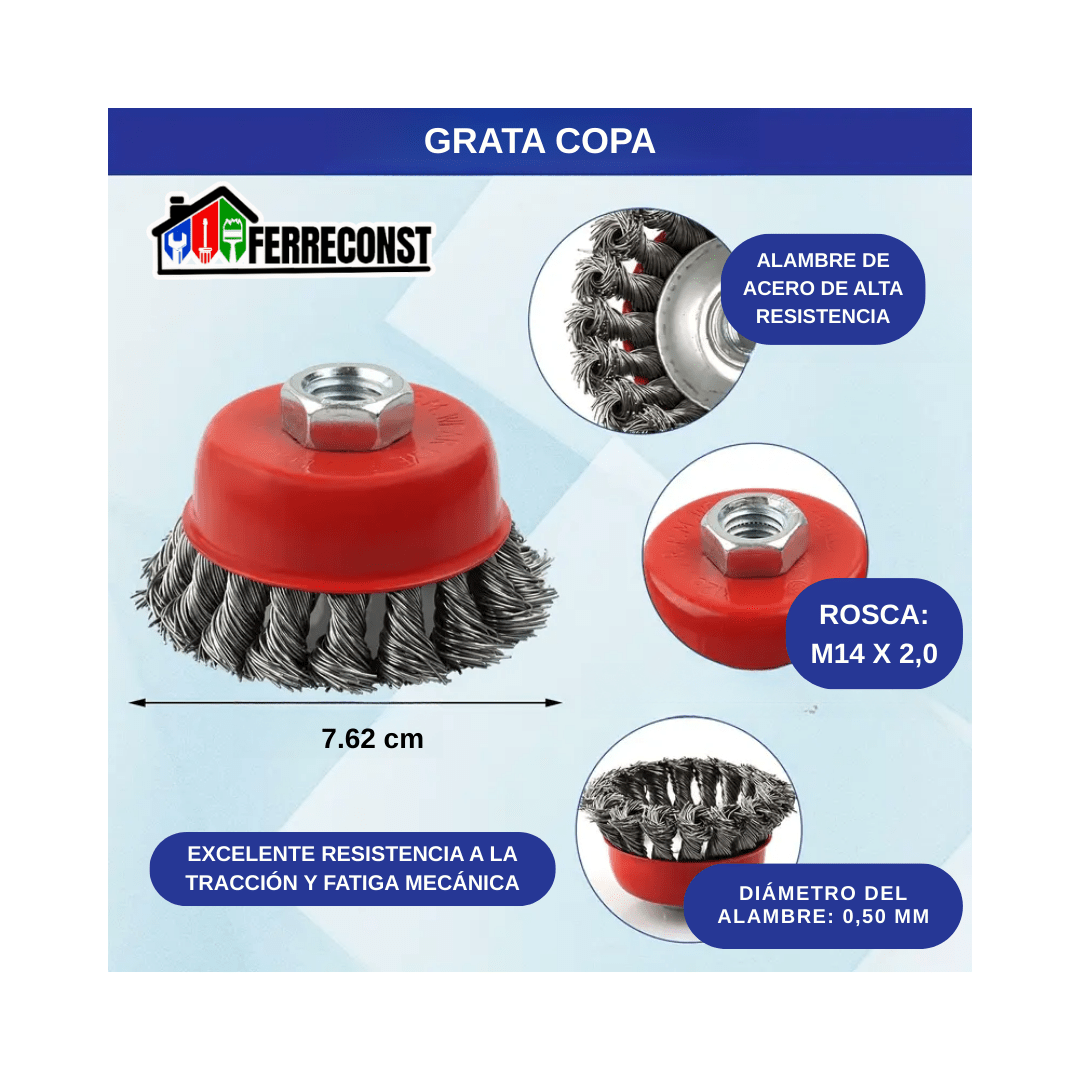 GRATA COPA TRENZADA DE ACERO 3