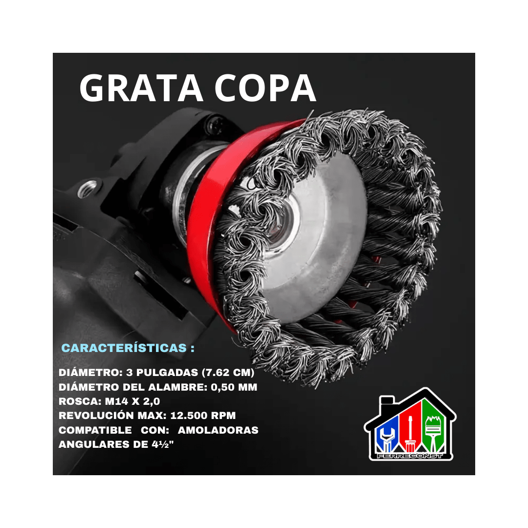 GRATA COPA TRENZADA DE ACERO 3