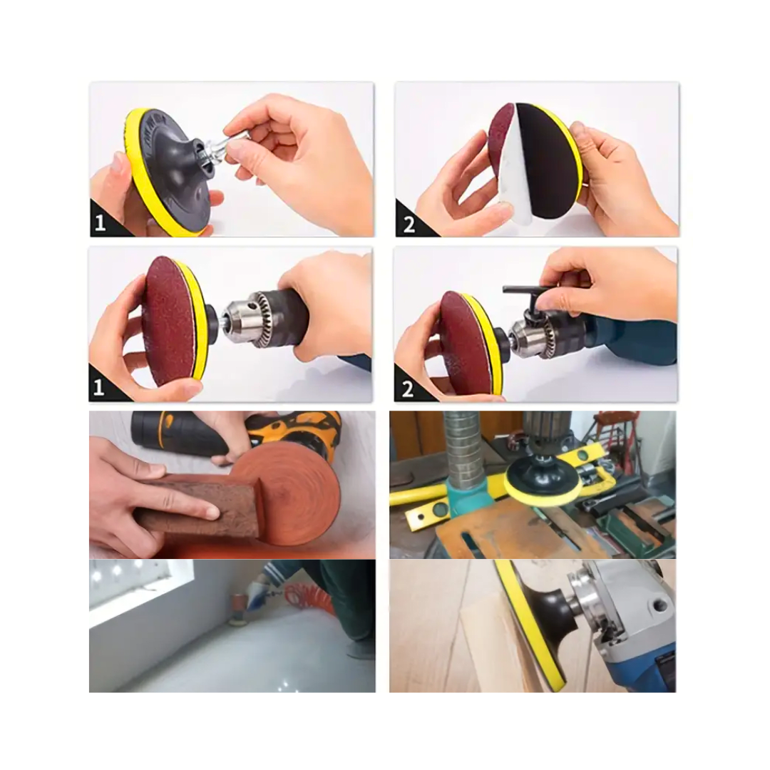 SET 5 DISCO LIJA 115MM + ALMOADILLA DE RESPALDO + ADAPTADOR3