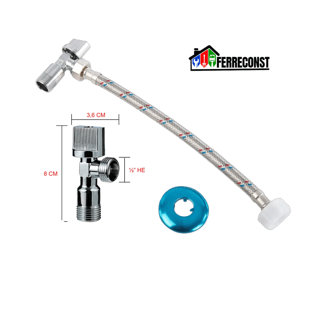 LLAVE ANGULAR 1/2 +  FLEXIBLE 1/2x7/8 35CM3