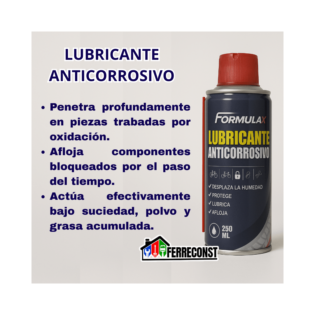 LUBRICANTE ANTICORROSIVO SPRAY TIPO W40 DE 250ML FORMULA X2