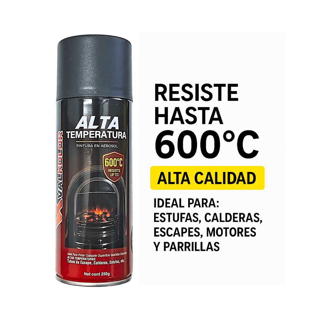 PINTURA SPRAY ALTA TEMPERATURA NEGRO 400ML VALKOLOR2