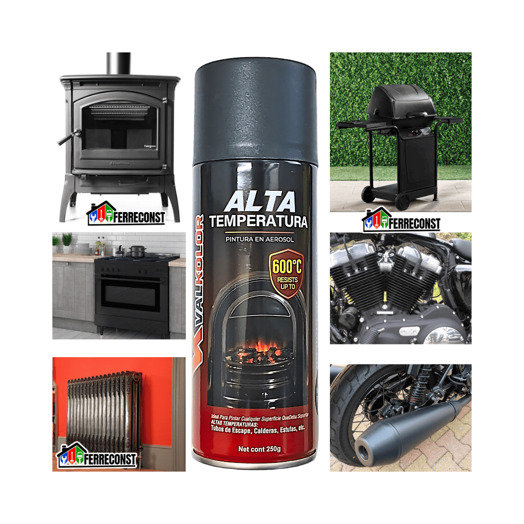 PINTURA SPRAY ALTA TEMPERATURA NEGRO 400ML VALKOLOR9