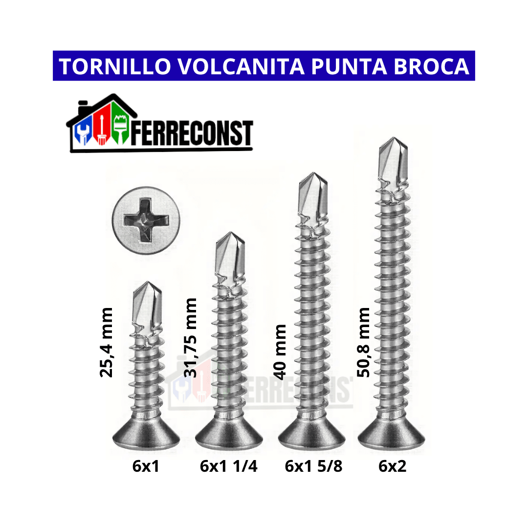 TORNILLO VOLCANITA PUNTA BROCA 6X2 ZN CALA 100 PCS2