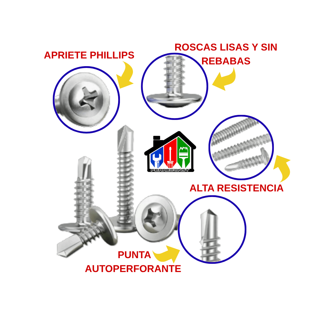 TORNILLO CABEZA LENTEJA PUNTA BROCA 8X1 CAJA DE 100 PCS3