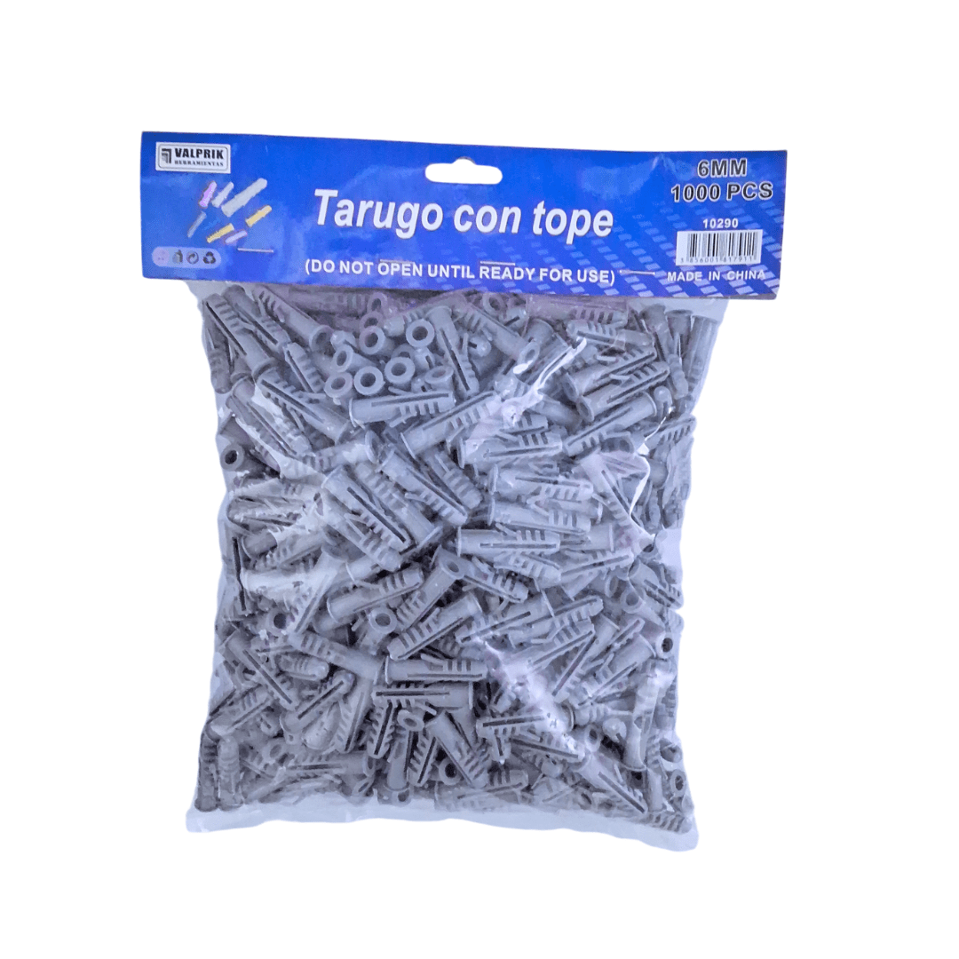TARUGO PLASTICO PARA CONCRETO 6MM CON TOPE 1000 UNIDADES 0