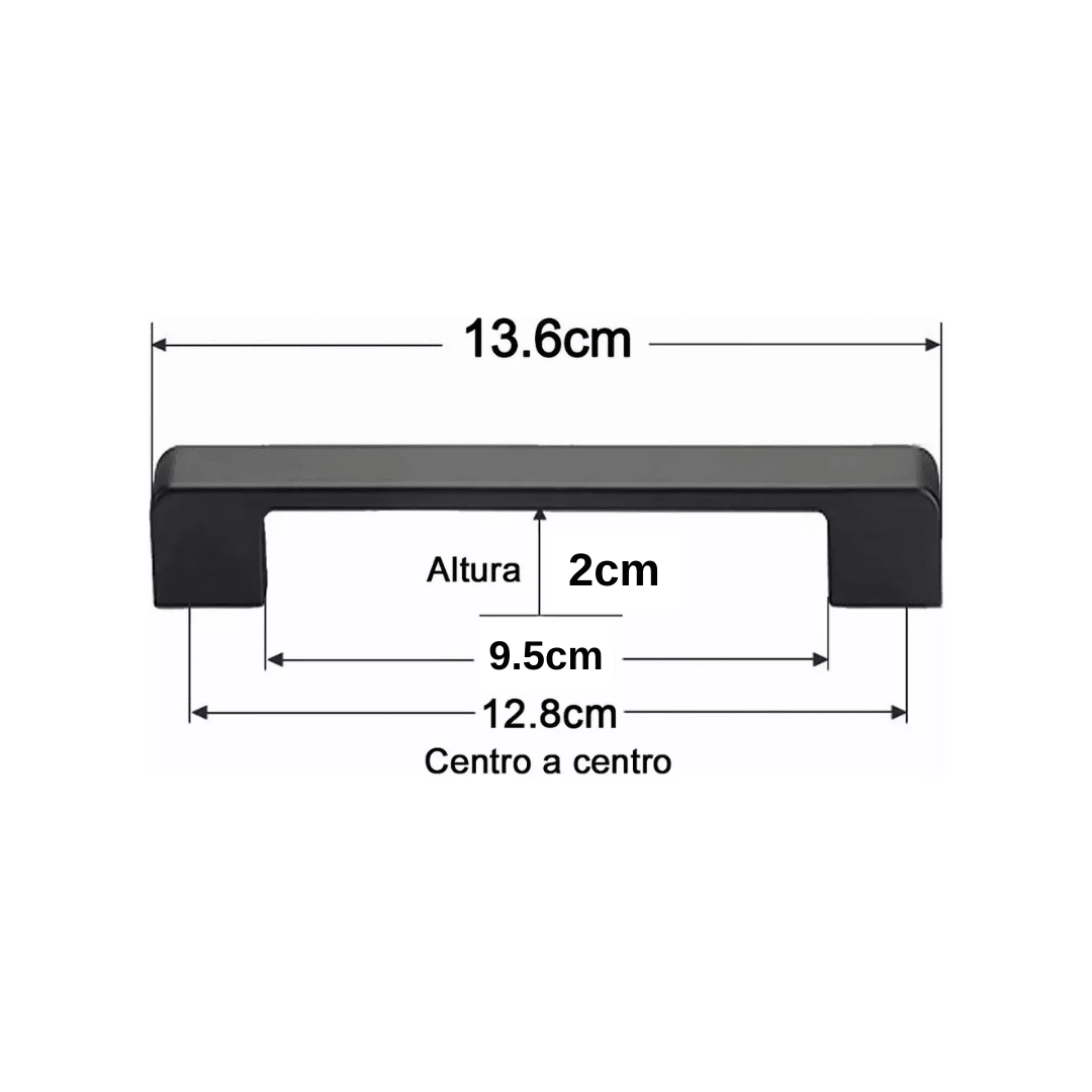 PACK DE 10 TIRADORES METÁLICOS PARA CAJON NEGRO MATE 13,6CM3