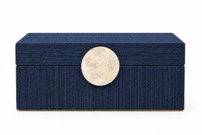 CAJA DECORATIVA RAFIA AZUL L