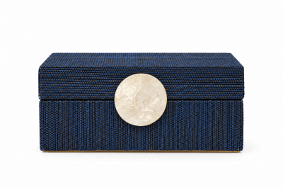 CAJA DECORATIVA RAFIA AZUL S