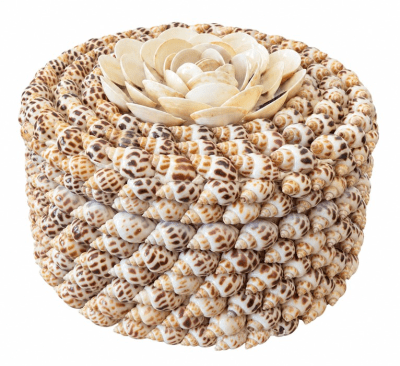 CAJA DECORATIVA CONCHAS REDONDA L